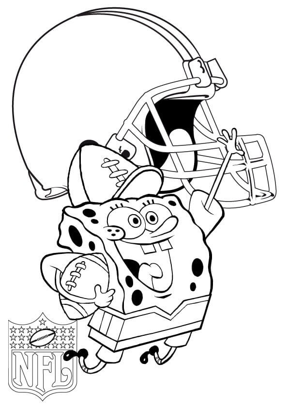 dibujo bob esponja cleveland browns con gorra de beisbol para colorear