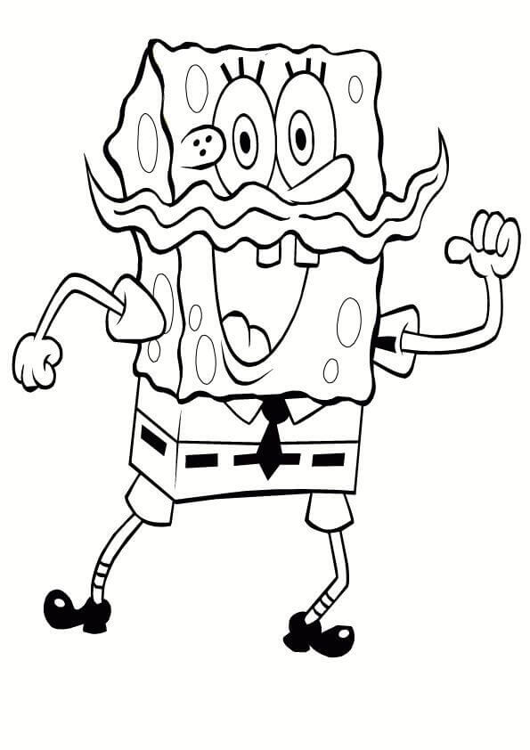 dibujo bob esponja con bigote para colorear