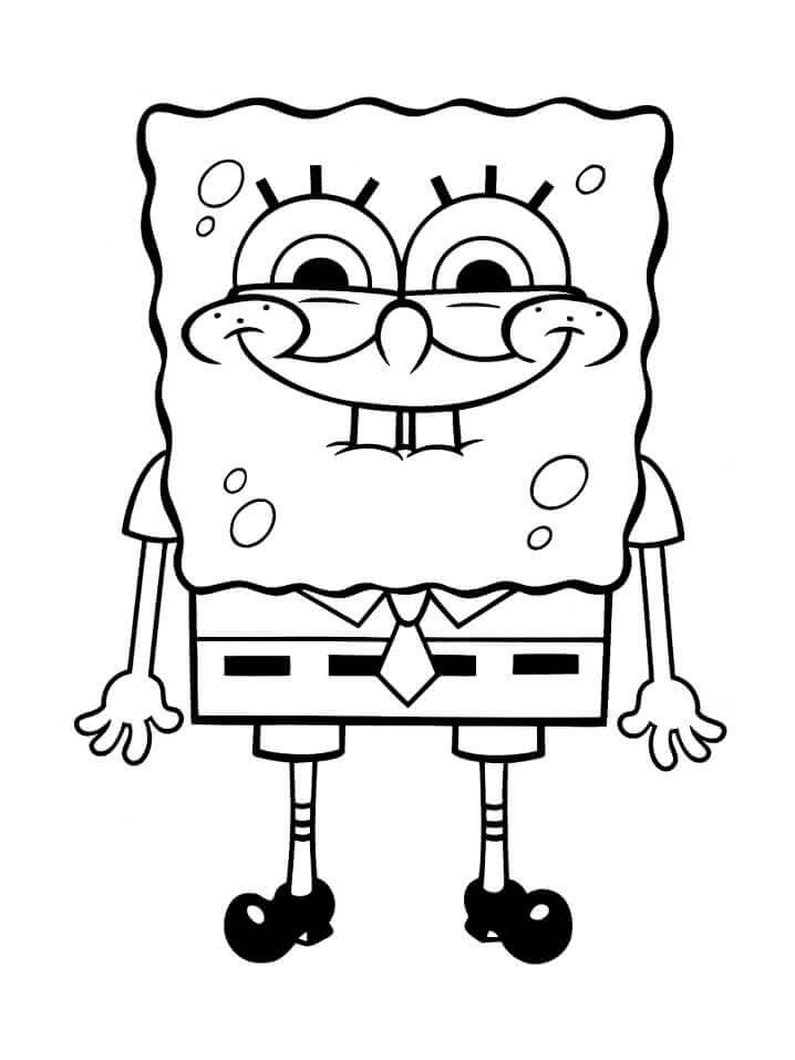 dibujo bob esponja con sonrisa divertida para colorear