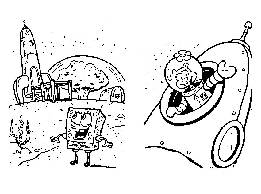 dibujo bob esponja en la luna para colorear