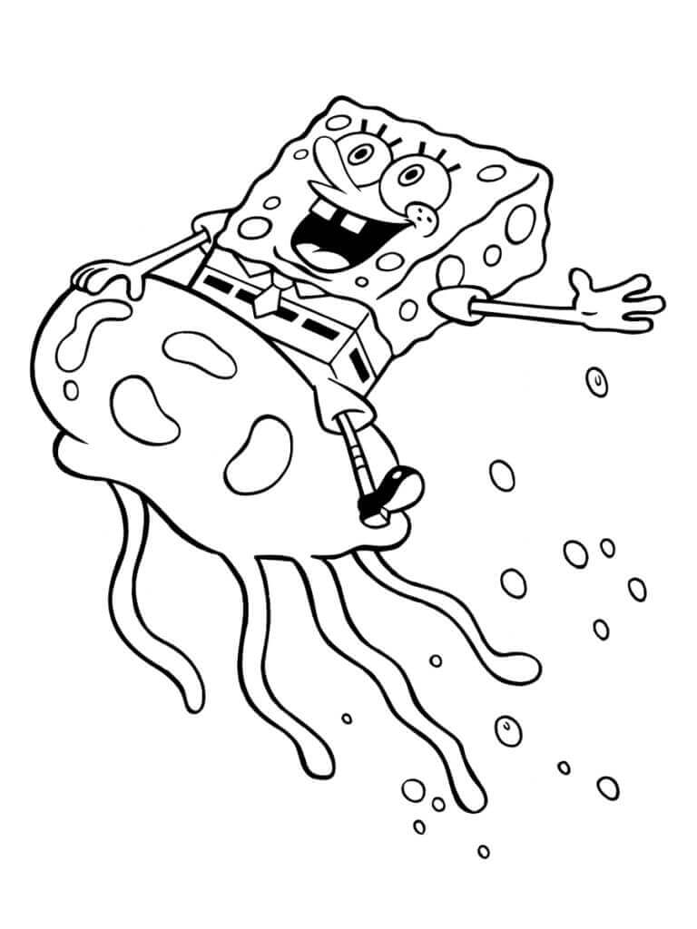 dibujo bob esponja en medusas 1 para colorear