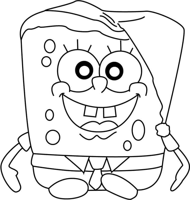 dibujo bob esponja en navidad 1 para colorear