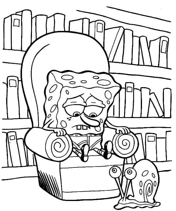 dibujo bob esponja esta triste para colorear