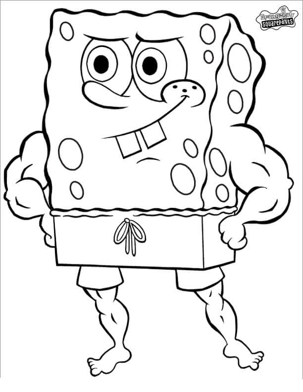 dibujo bob esponja fuerte para colorear
