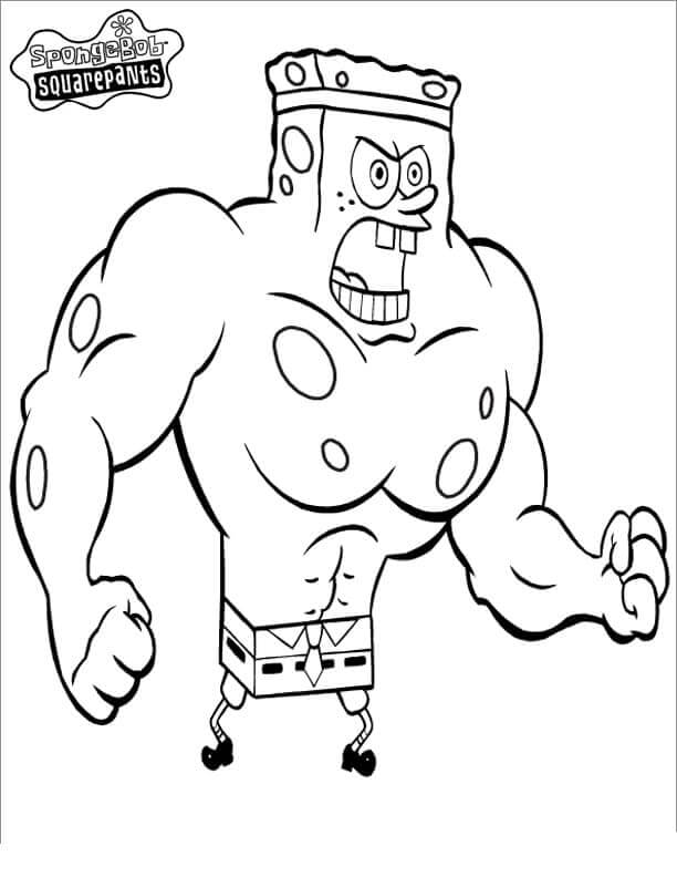 dibujo bob esponja musculo para colorear