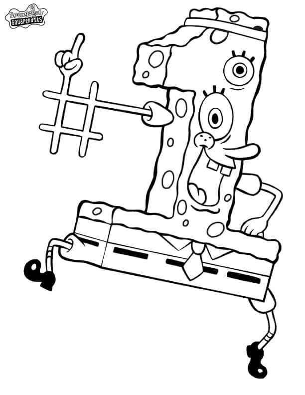 dibujo bob esponja numero 1 1 para colorear