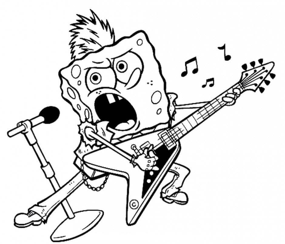 dibujo bob esponja rockstar para colorear