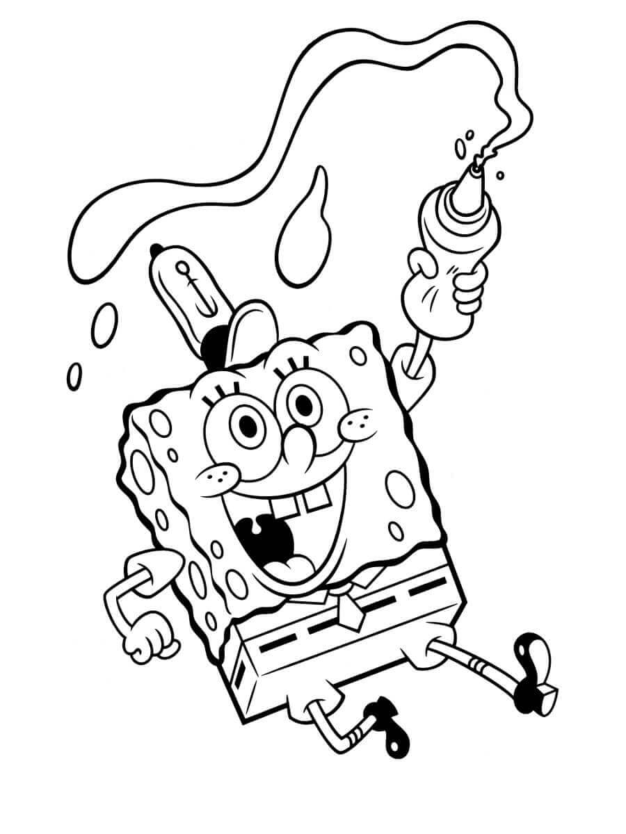 dibujo bob esponja y salsa para colorear