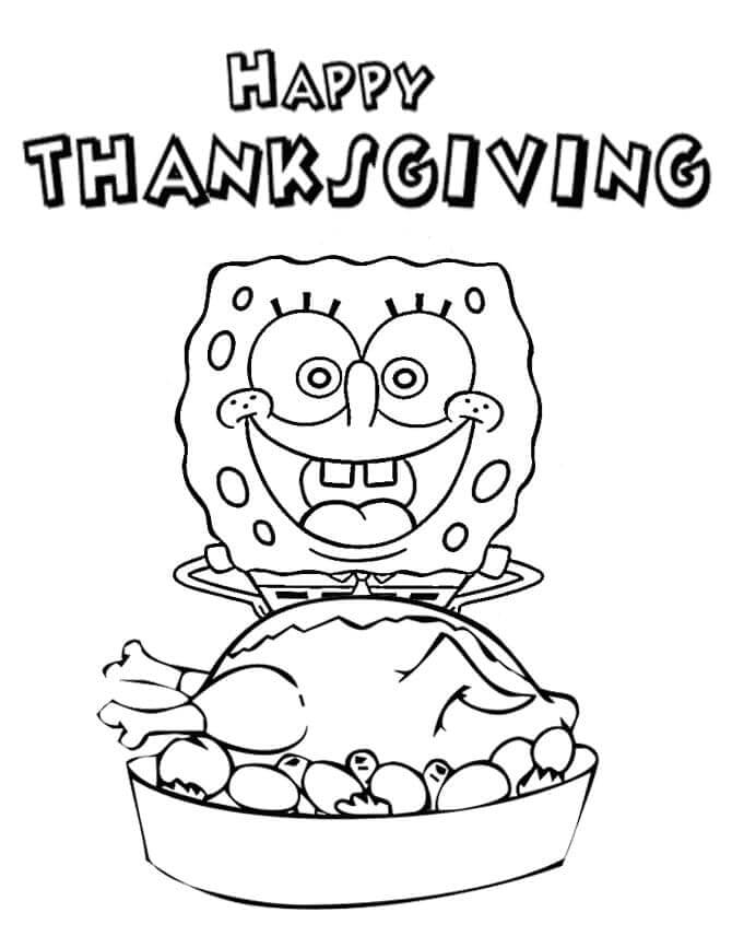dibujo bob esponja y turquia para colorear