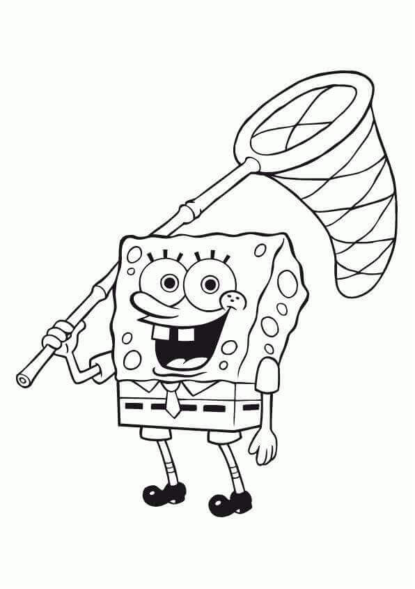Dibujo de Bob Esponja y Net para Colorear y Imprimir