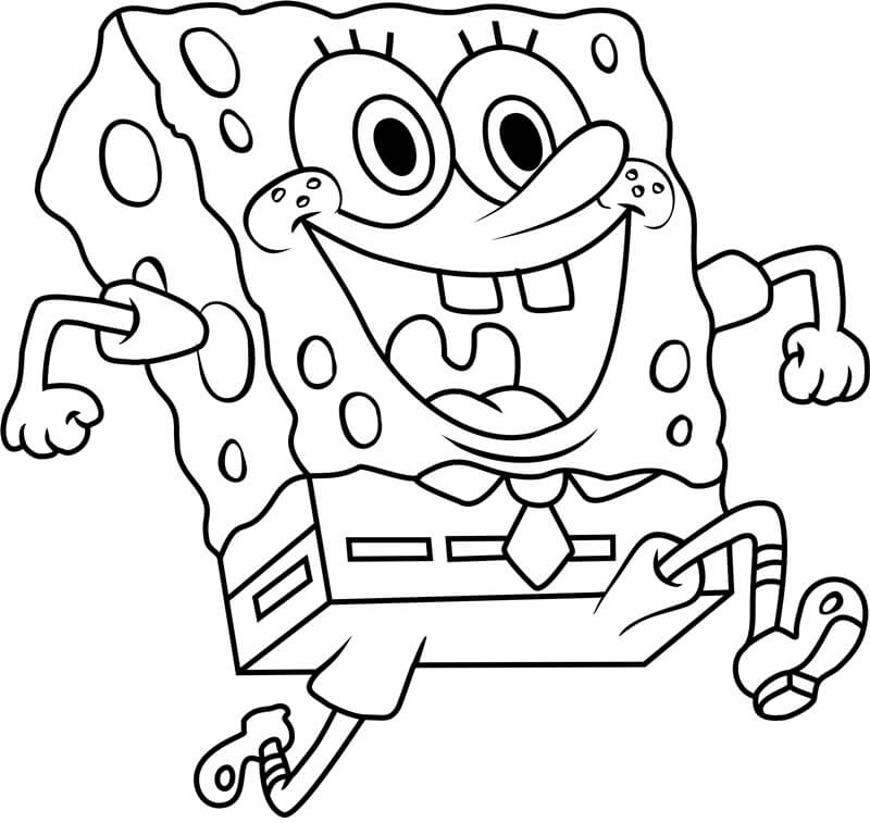 dibujo feliz bob esponja corriendo para colorear
