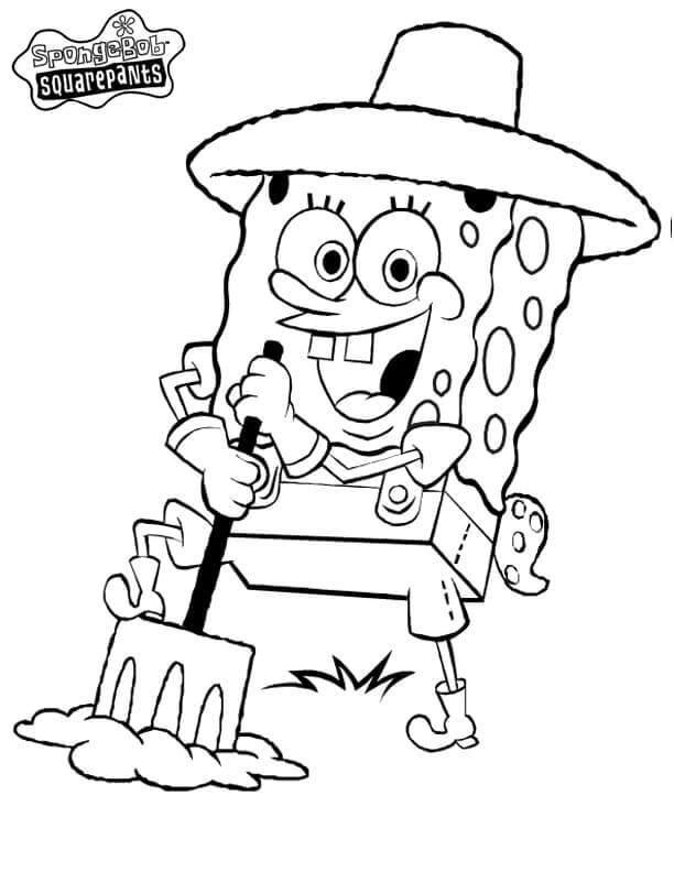 dibujo granjero bob esponja 1 para colorear