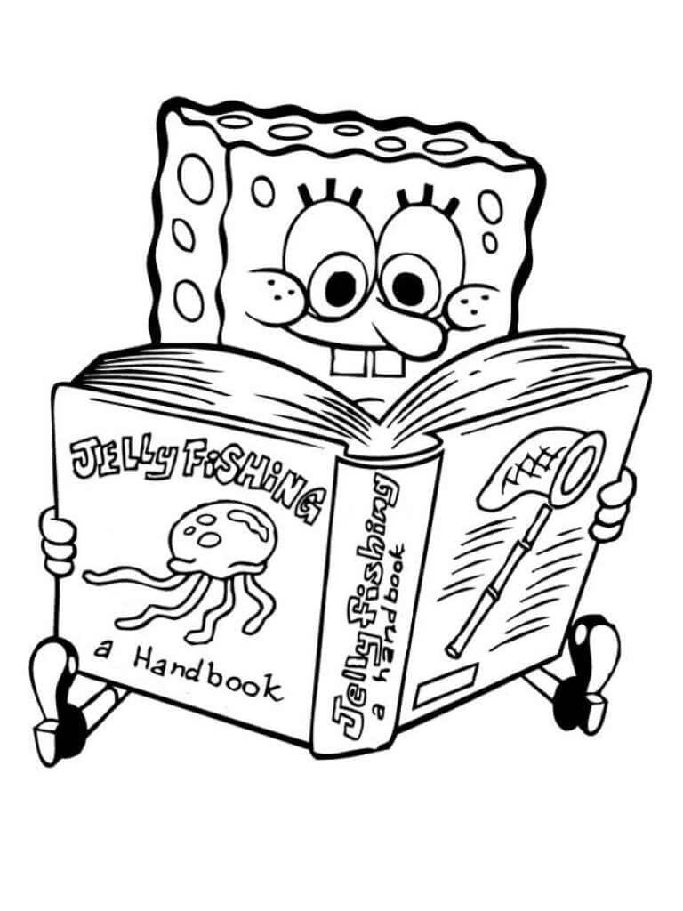 dibujo libro de lectura de bob esponja 1 para colorear