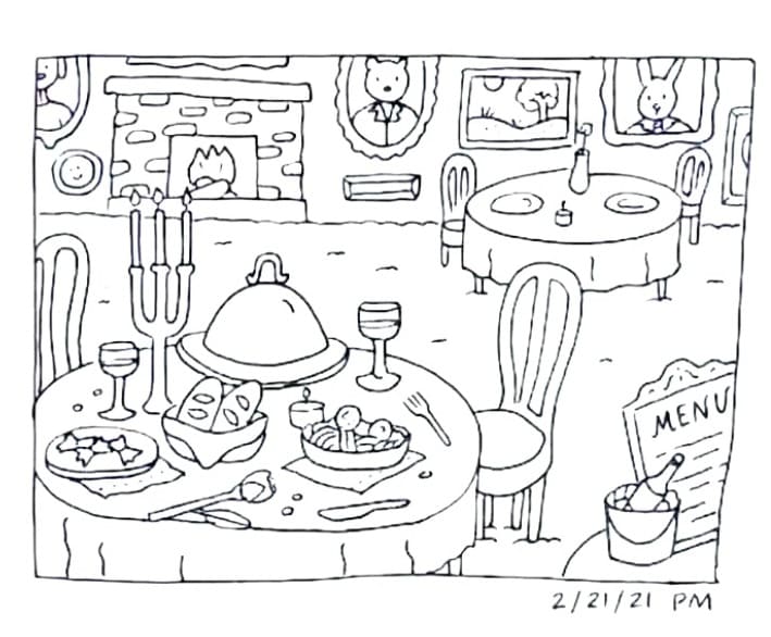 dibujo bobbie goods restaurant pdf imprimir y colorear