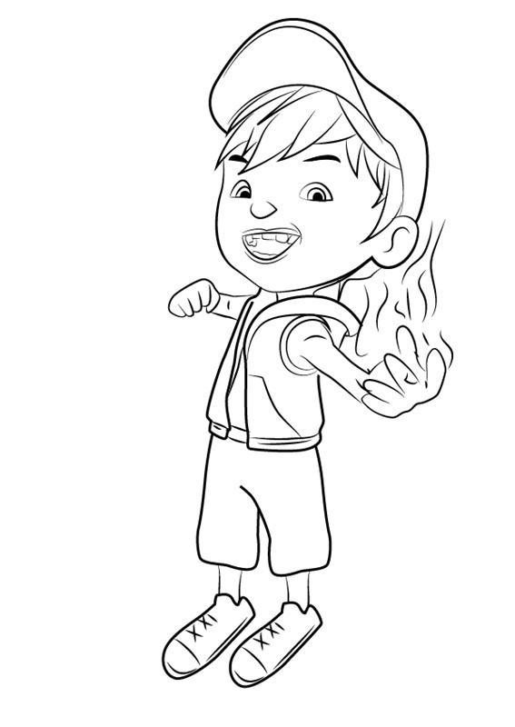 Dibujo de Boboiboy Fuego para Colorear y Imprimir