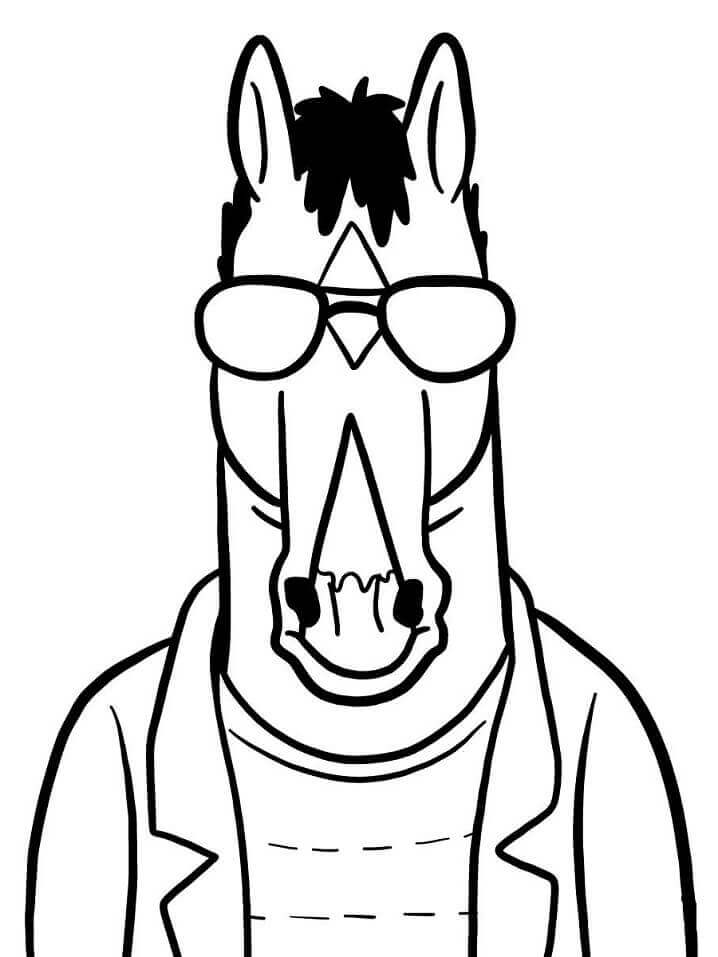 Dibujo de Bojack Horseman Con Gafas de Sol para Colorear y Imprimir