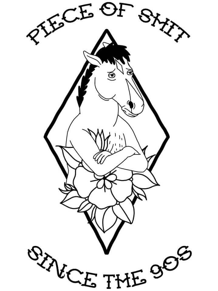 Dibujo de Tatuaje de Bojack Horseman para Colorear y Imprimir