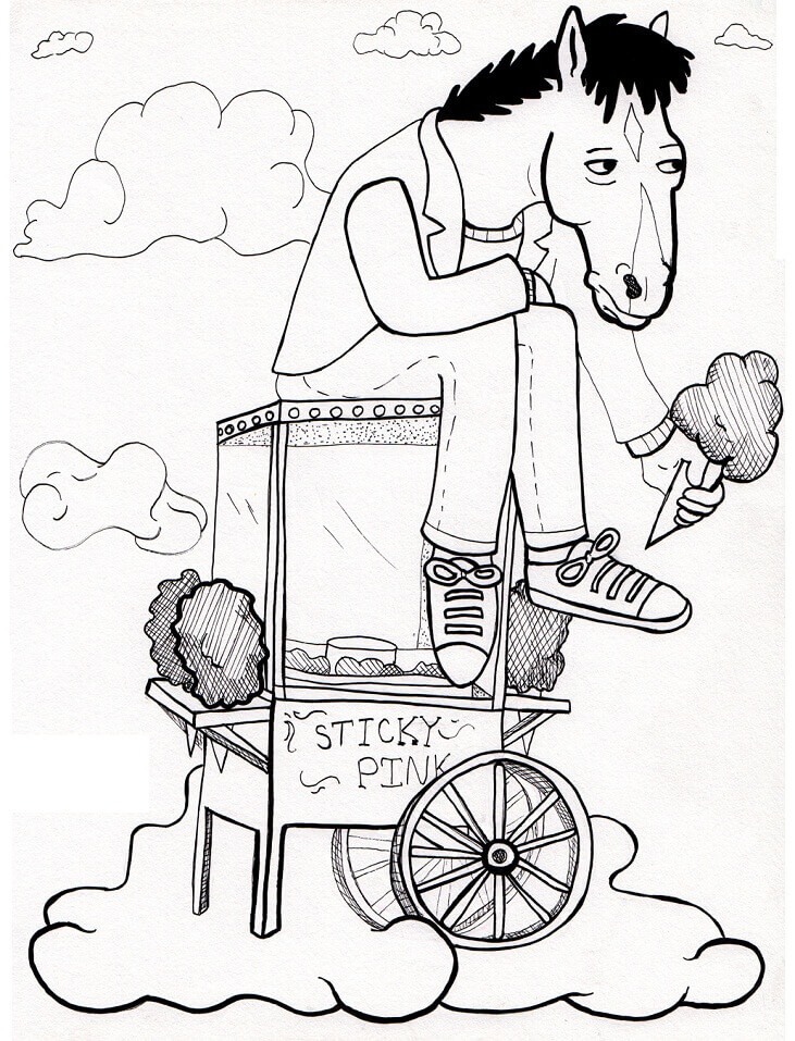 Dibujo de Triste Bojack Horseman para Colorear y Imprimir