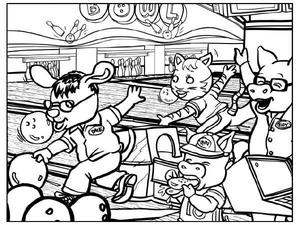 Dibujo de Animal Jugar Bolos para Colorear y Imprimir