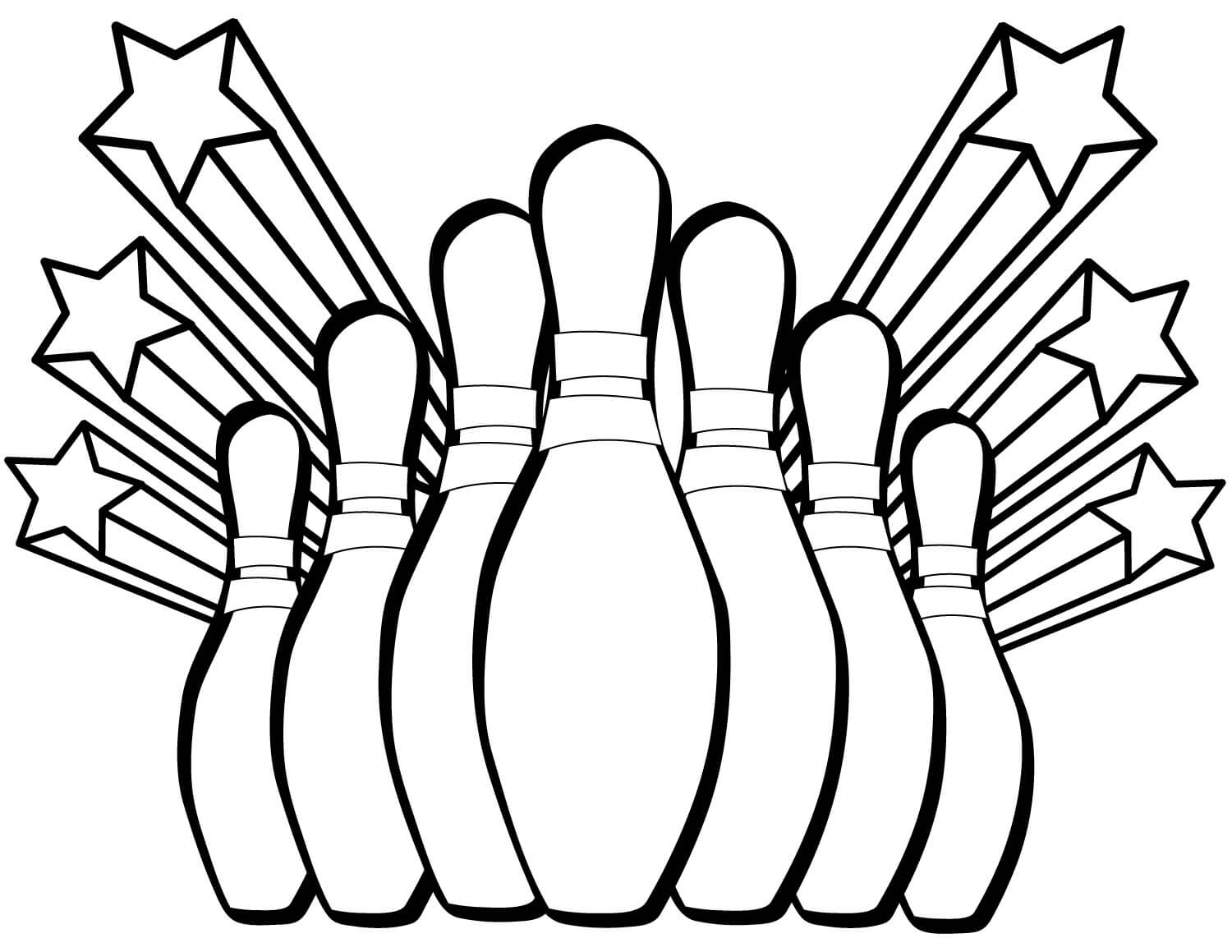 Dibujo de Bolos y Estrella para Colorear y Imprimir