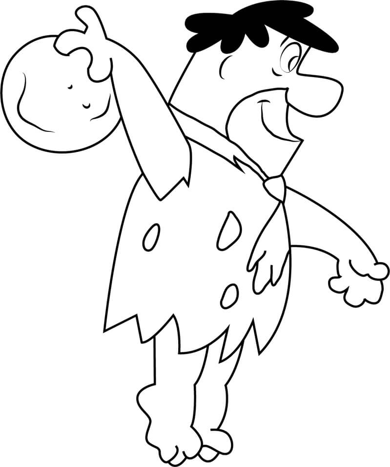 Dibujo de Fred Flintstone Jugando a Los Bolos para Colorear y Imprimir