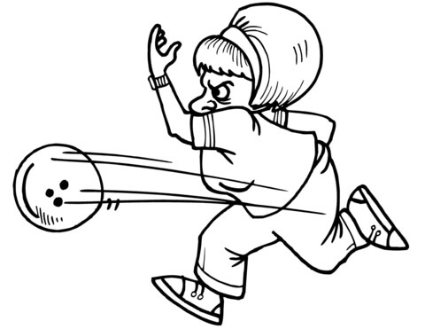 Dibujo de Mujer Jugando Bolos para Colorear y Imprimir