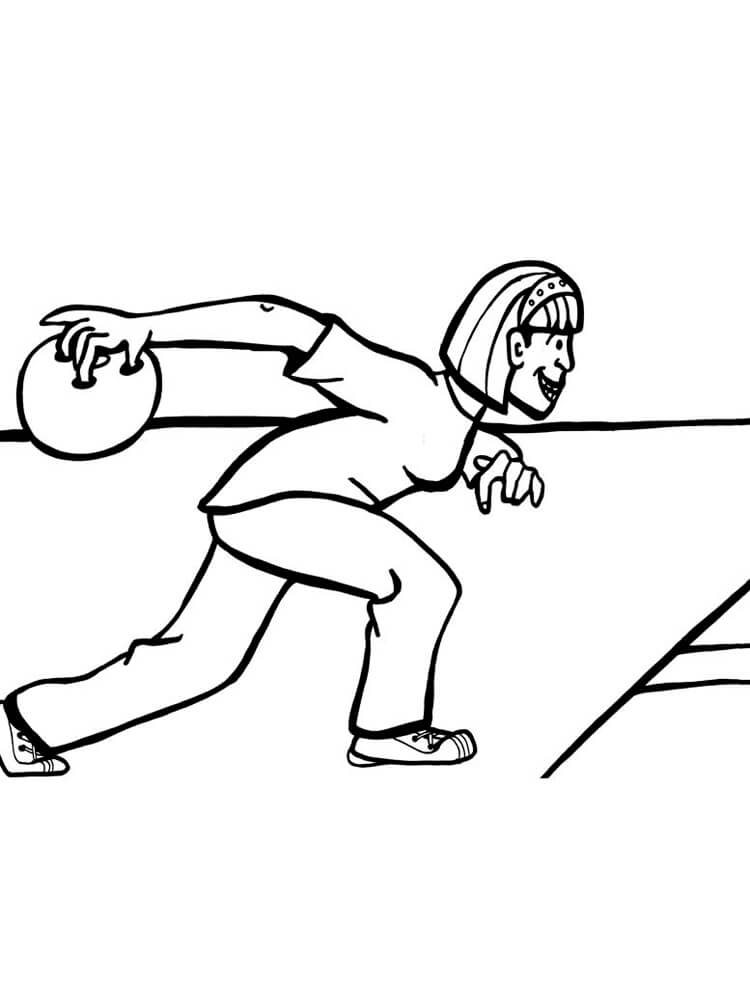 Dibujo de Niña Juego Bolos para Colorear y Imprimir