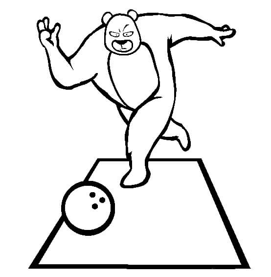 Dibujo de Oso Jugando Bolos para Colorear y Imprimir