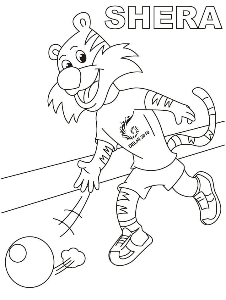 Dibujo de Shera Jugando Bolos sobre Césped para Colorear y Imprimir