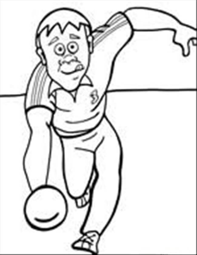 Dibujo de Viejo Jugando a Los Bolos para Colorear y Imprimir