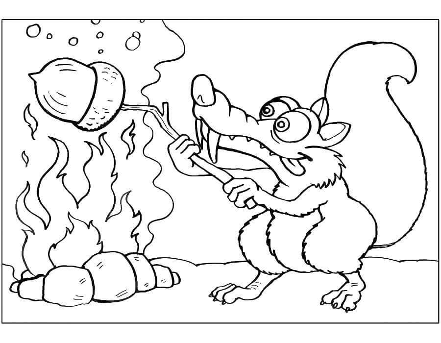 dibujo scrat y su edad de hielo de bellota para colorear