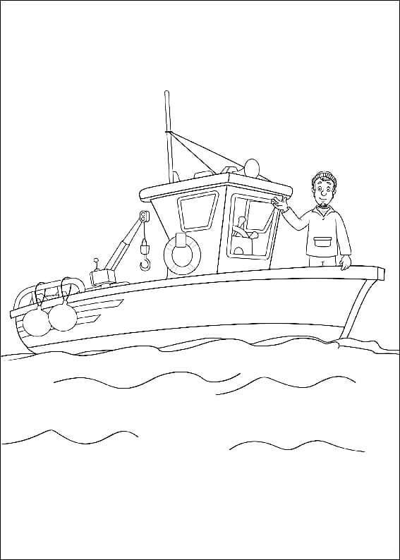 Dibujo de Charlie Jones En El Yate para Colorear y Imprimir