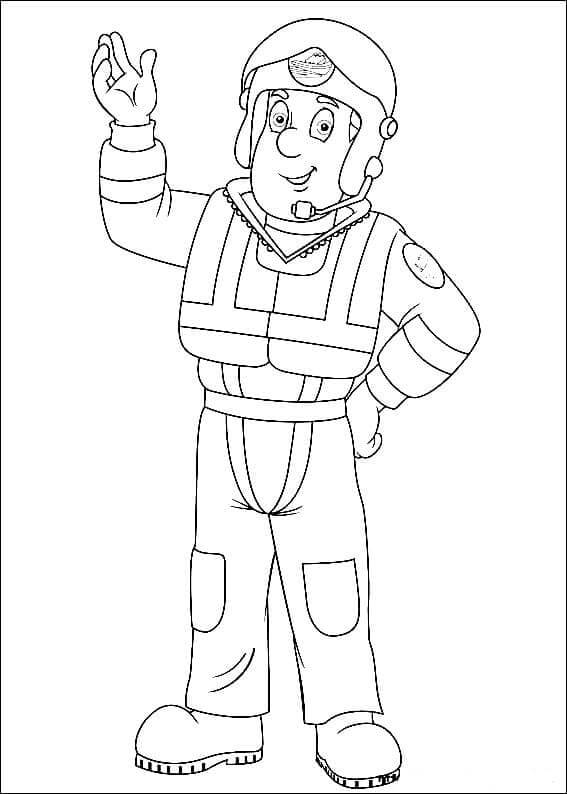 Dibujo de Divertido Tom Thomas de Sam El Bombero para Colorear y Imprimir