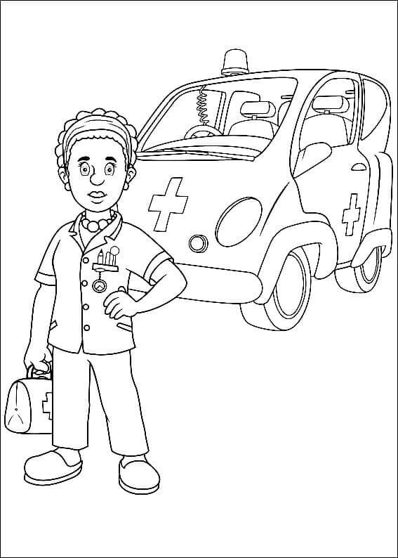 Dibujo de Helen Inundacion Con Coche para Colorear y Imprimir