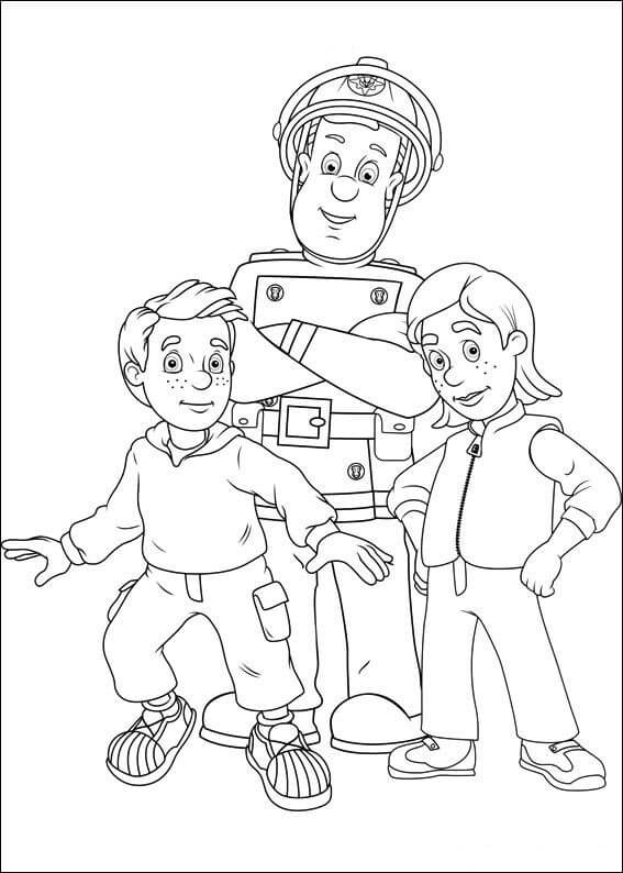 Dibujo de Sam El Bombero y Sus Amigos para Colorear y Imprimir