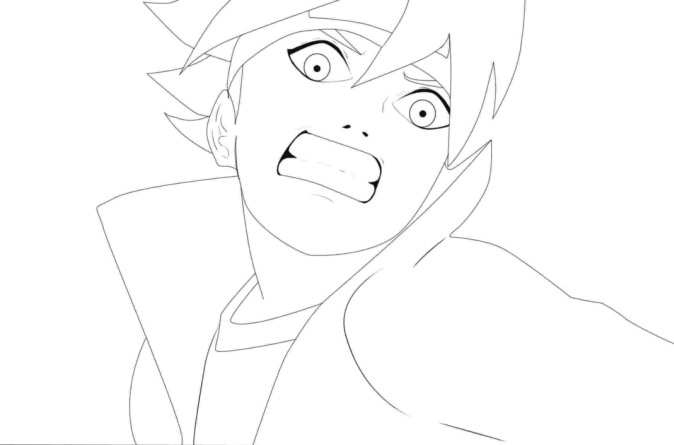 Dibujo de Boruto Enojado para Colorear y Imprimir