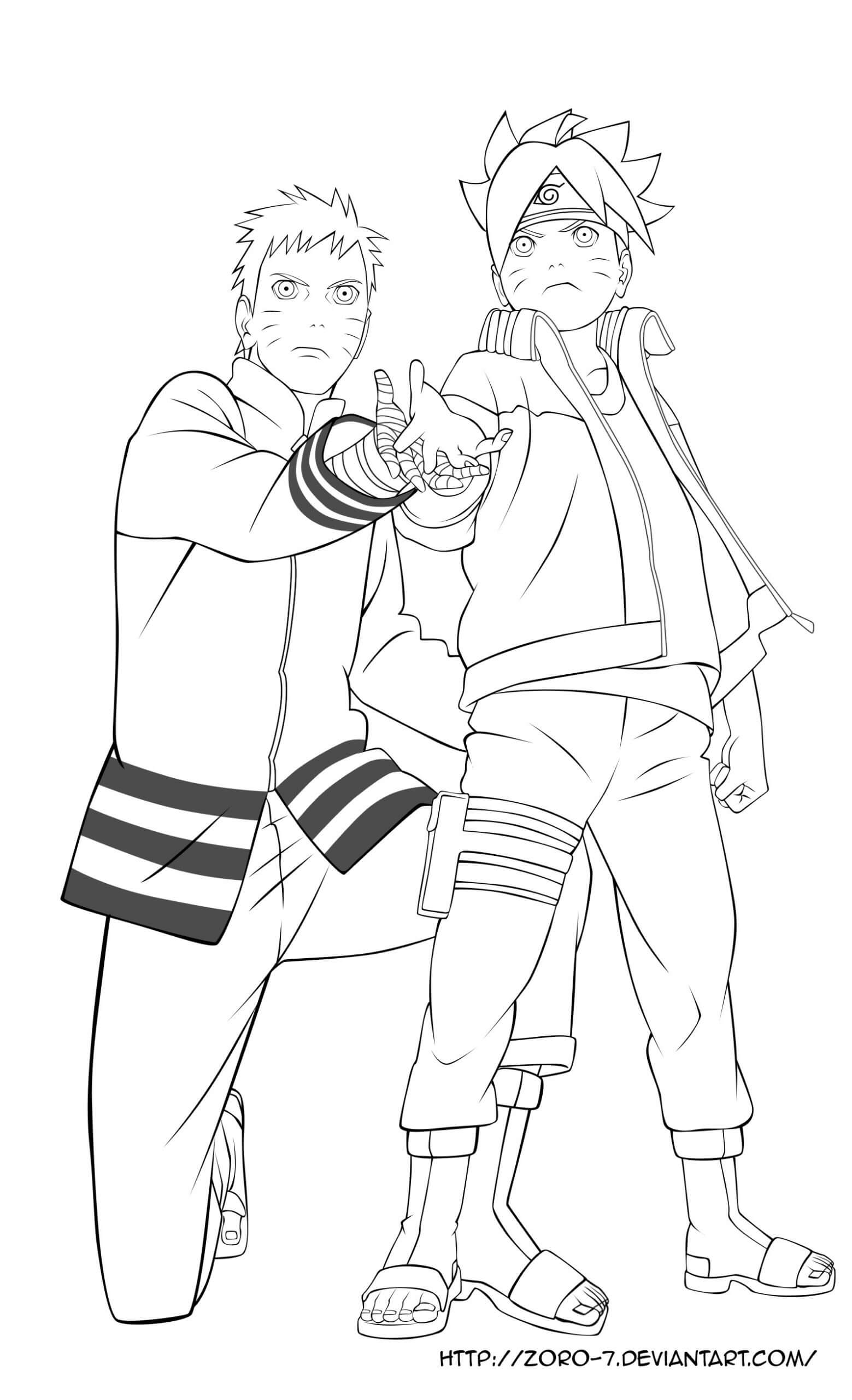 Dibujo de Boruto Aprendiendo a Rasengan Con Naruto para Colorear y Imprimir
