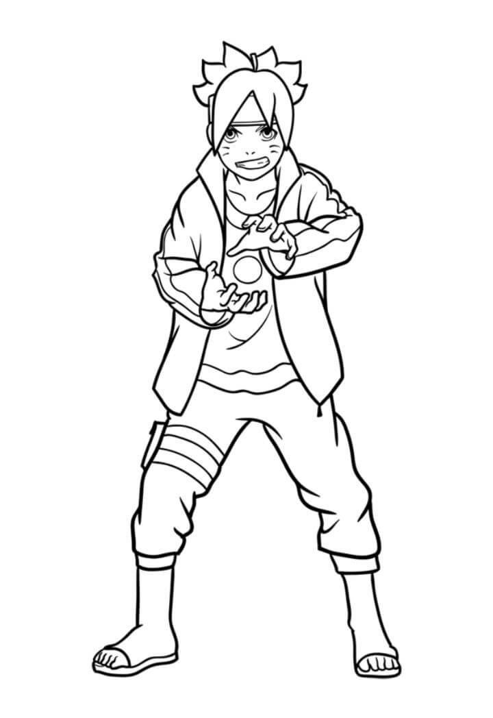 Dibujo de Boruto Con Rasengan para Colorear y Imprimir