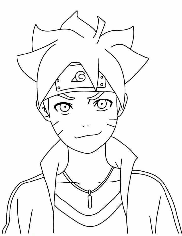 Dibujo de Boruto Sonriendo para Colorear y Imprimir