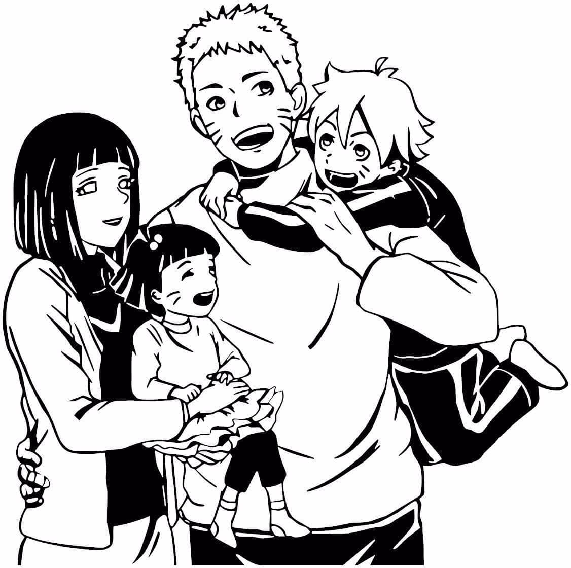 Dibujo de Boruto y Familia Graciosos para Colorear y Imprimir