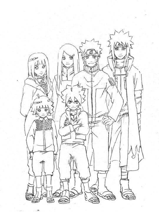 Dibujo de Boruto y Familia para Colorear y Imprimir