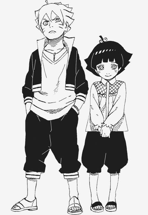 Dibujo de Boruto y Himawari para Colorear y Imprimir