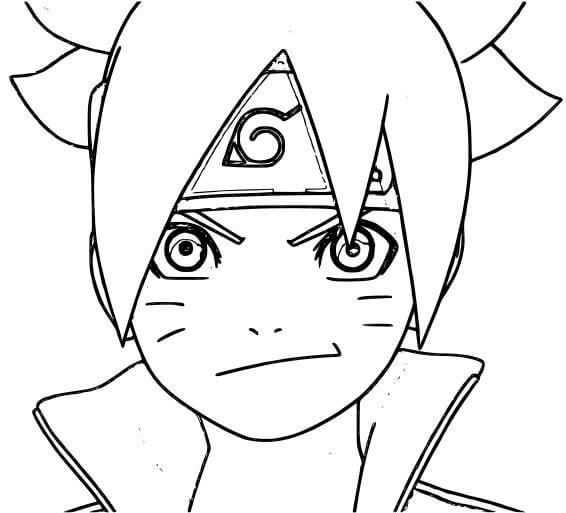 Dibujo de Cara Boruto Sonriendo para Colorear y Imprimir