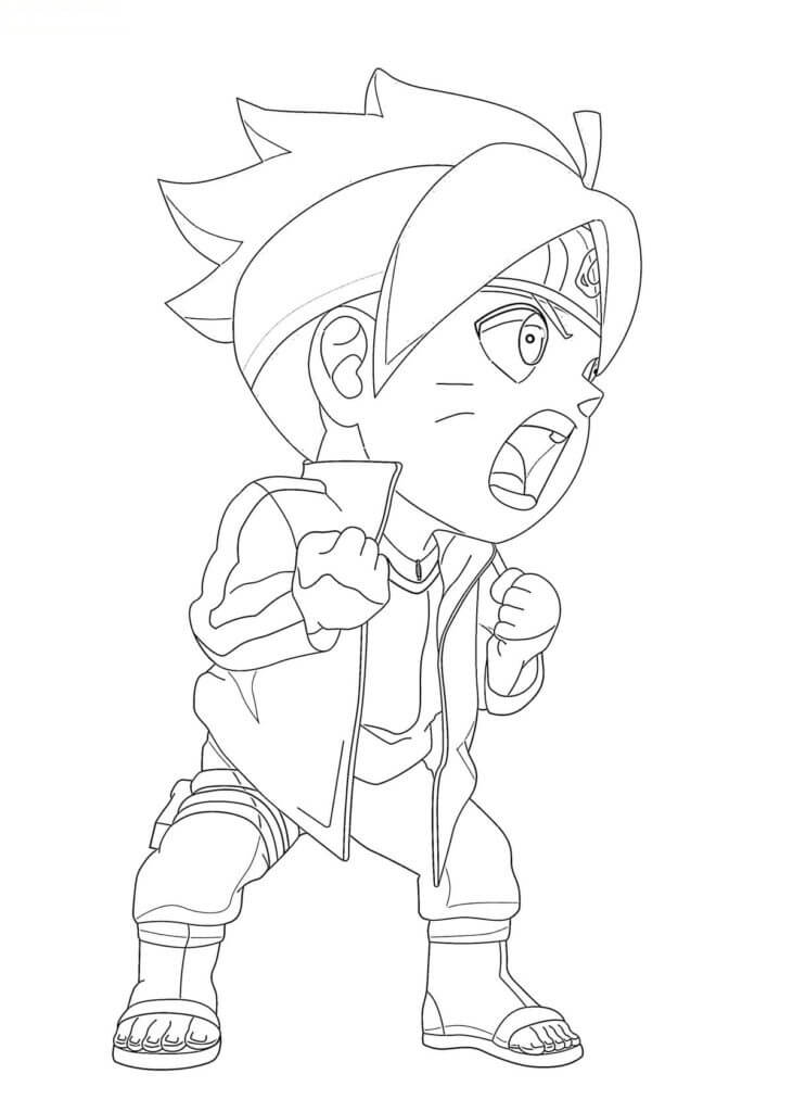 Dibujo de Pequeño Boruto Lindo para Colorear y Imprimir