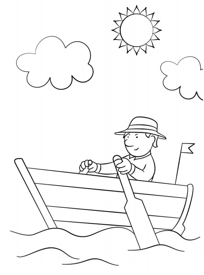 Dibujo de Bote de Remos Hombre para Colorear y Imprimir