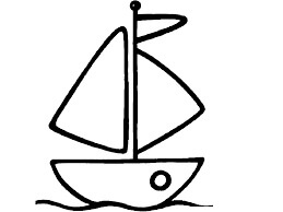 dibujo nino sonriente en barco para imprimir y colorear
