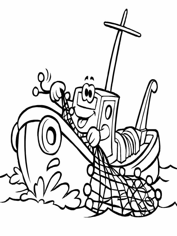 dibujo un barco de gatos para imprimir y colorear