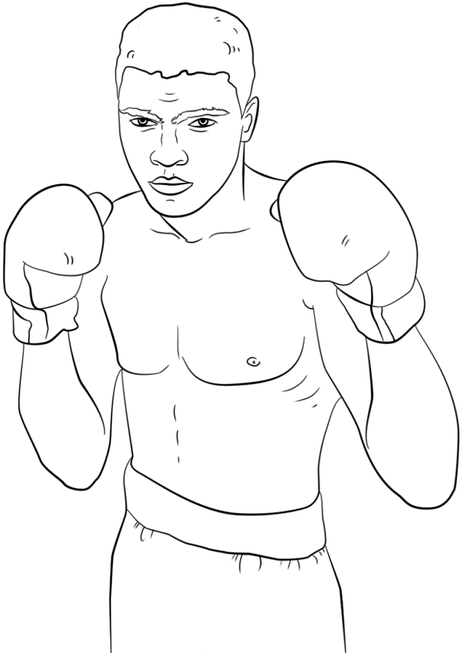 Dibujo de Boxer Muhammad Ali para Colorear y Imprimir