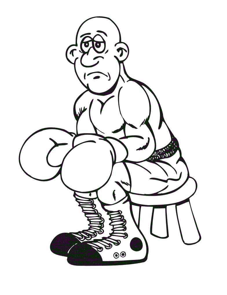Dibujo de Chico Triste de Boxeo para Colorear y Imprimir