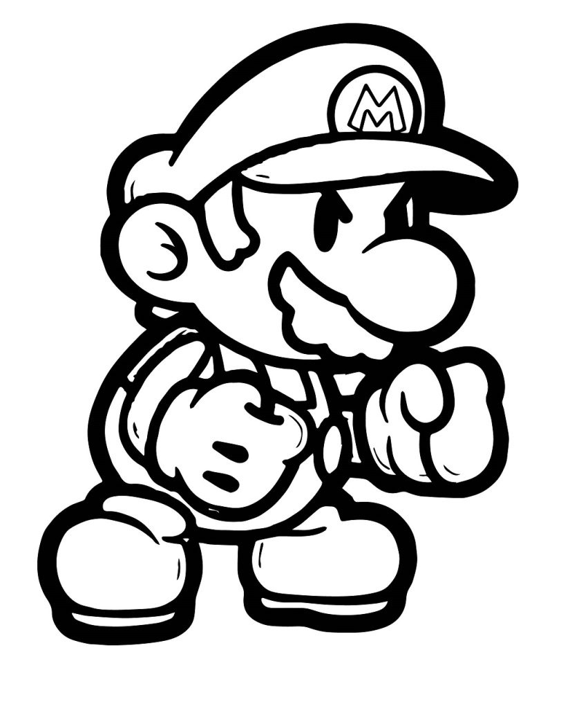 Dibujo de Mario Patear Boxeo para Colorear y Imprimir